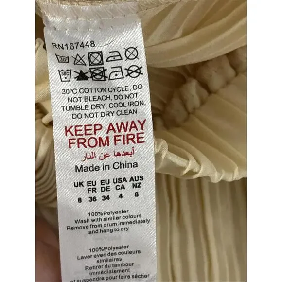 PrettyLittleThing Cream High Waisted Pisse Wide Leg Pants - Size 4 Tall New - Picture 8 of 9